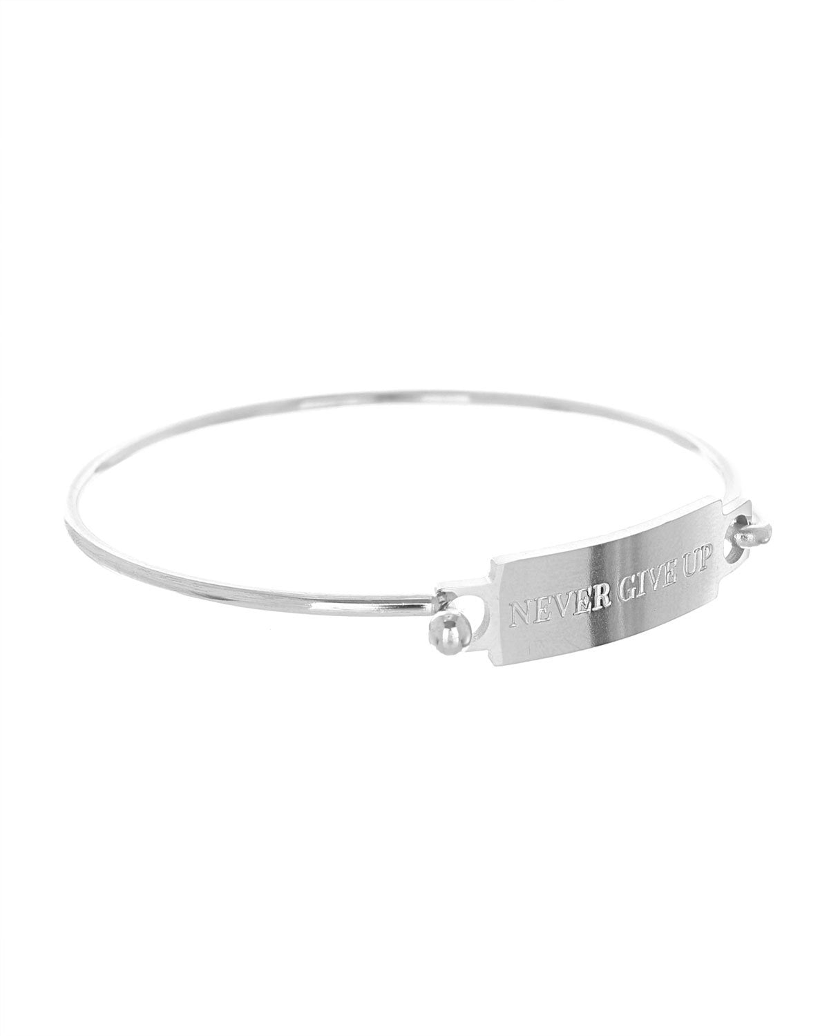 Never Give Up Bangle Bracelet | Silver - Teresa Collins Studio